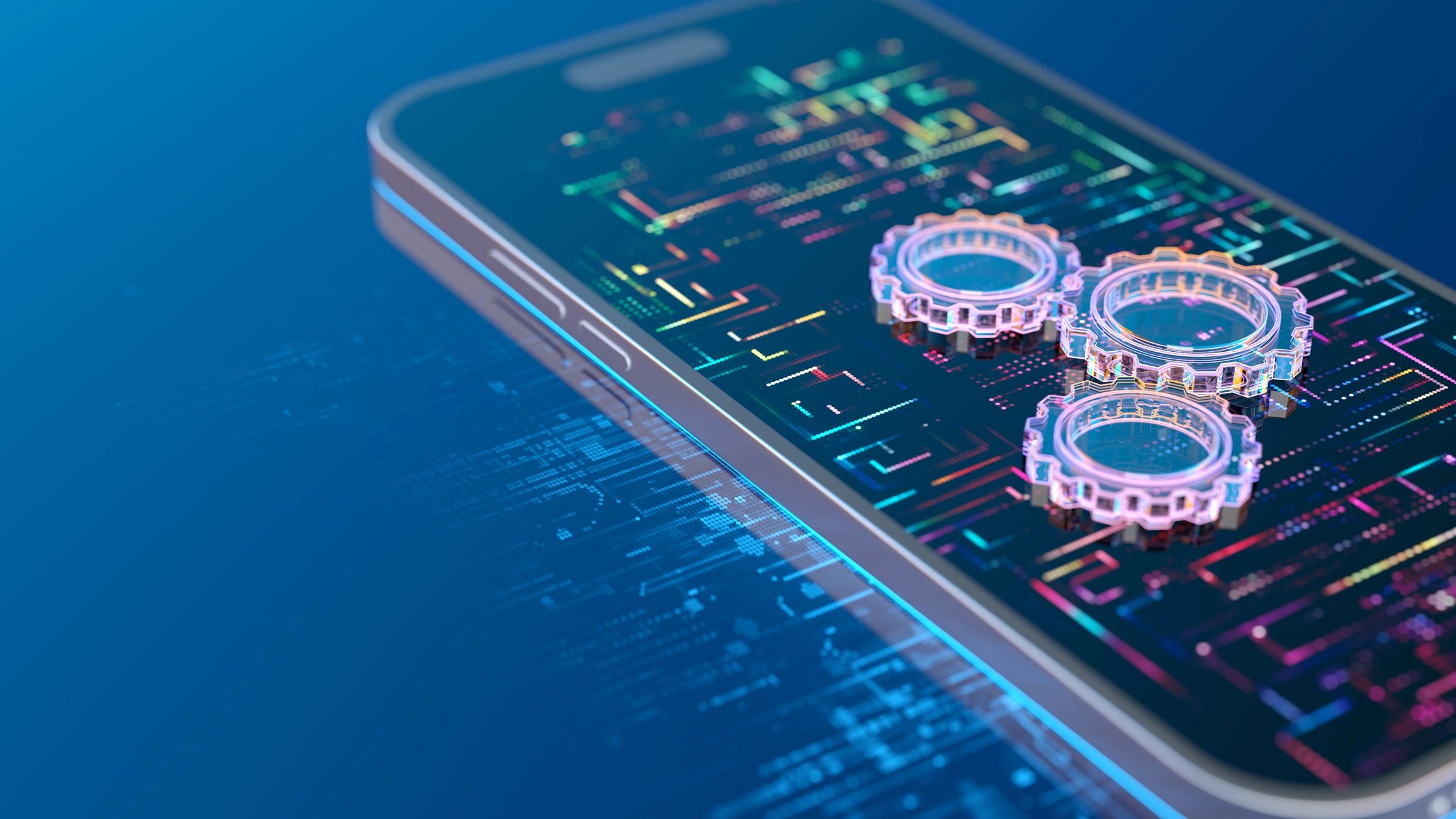 Smartphone screen with technology interface concept